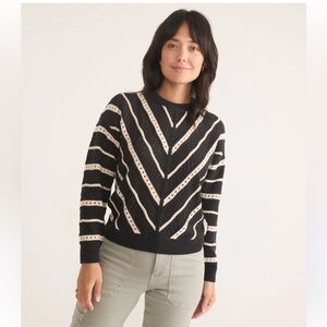 Marine Layer Brooke Black and White Striped Women's Sweater size medium